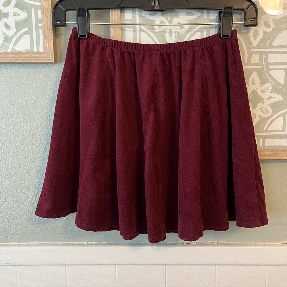 Brandy Melville burgundy faux suede skirt